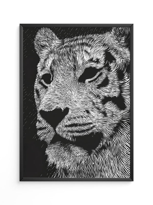 Tigerkopf Kunstvolles Schwarzweiß