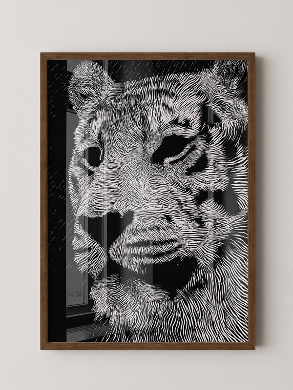 Tigerkopf Kunstvolles Schwarzweiß