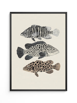 Fische Tiermuster Schwarz Weiß