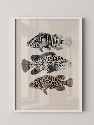 Fische Tiermuster Schwarz Weiß