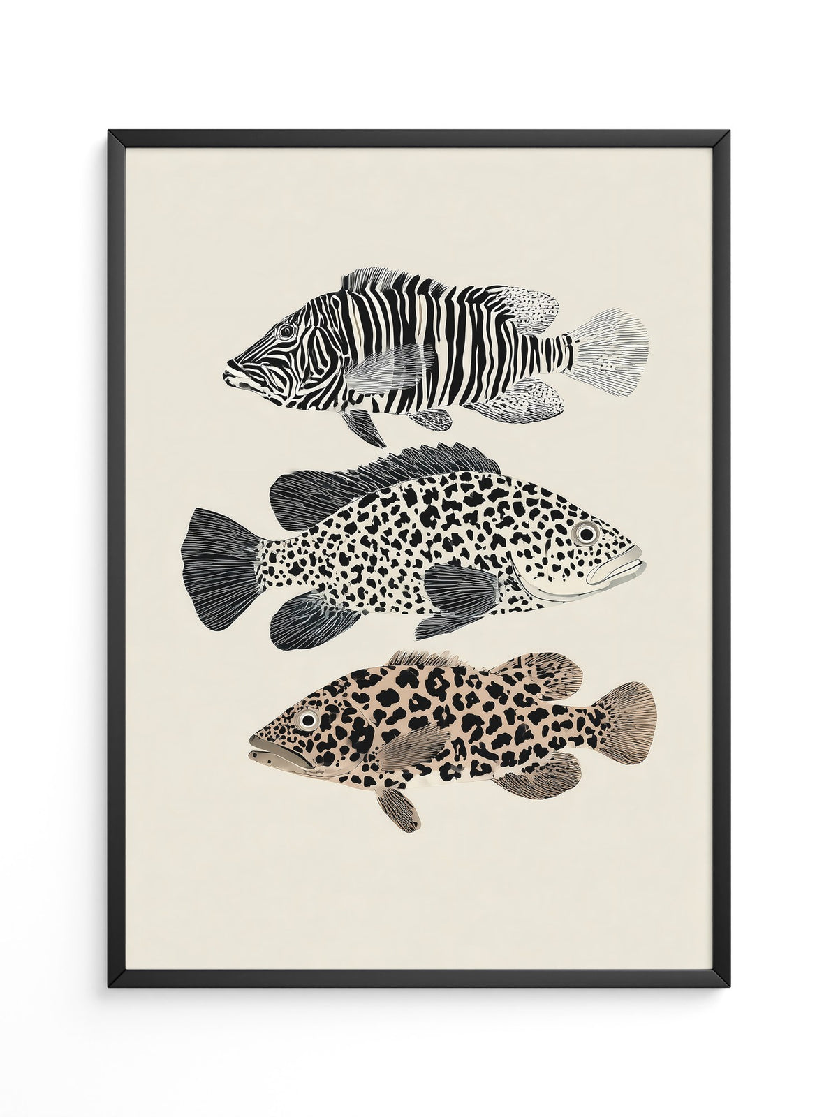 Fische Tiermuster Schwarz Weiß