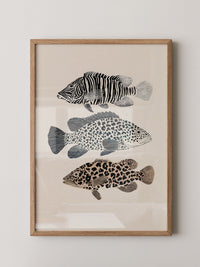 Fische Tiermuster Schwarz Weiß