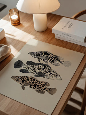 Fische Tiermuster Schwarz Weiß