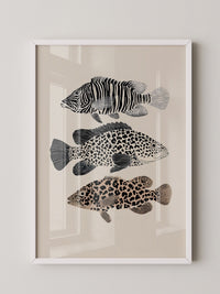 Fische Tiermuster Schwarz Weiß