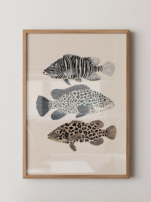 Fische Tiermuster Schwarz Weiß