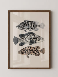 Fische Tiermuster Schwarz Weiß
