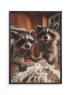 Waschbären Küchentisch Chaos