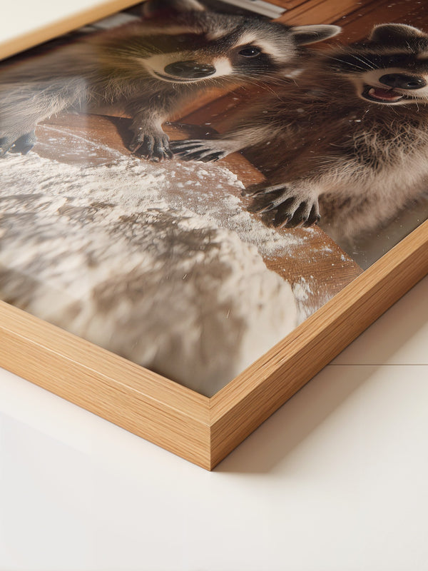 Waschbären Küchentisch Chaos