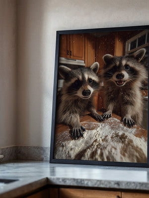 Waschbären Küchentisch Chaos