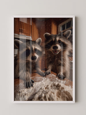 Waschbären Küchentisch Chaos