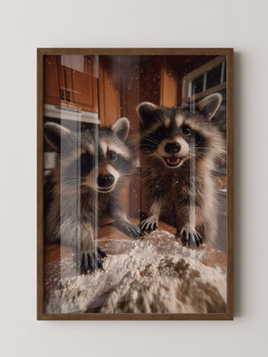 Waschbären Küchentisch Chaos