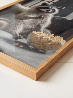 Waschbär Couch Popcorn Szenerie