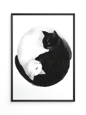 Katzen Yin Yang Schwarz Weiß
