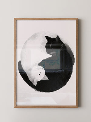 Katzen Yin Yang Schwarz Weiß