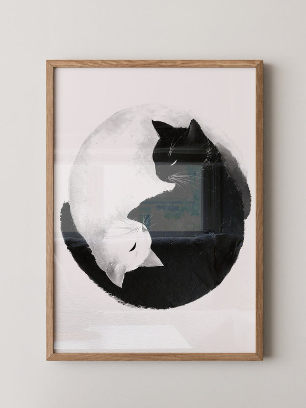 Katzen Yin Yang Schwarz Weiß