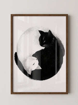 Katzen Yin Yang Schwarz Weiß