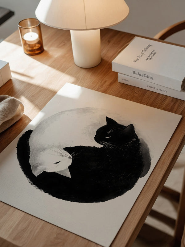 Katzen Yin Yang Schwarz Weiß