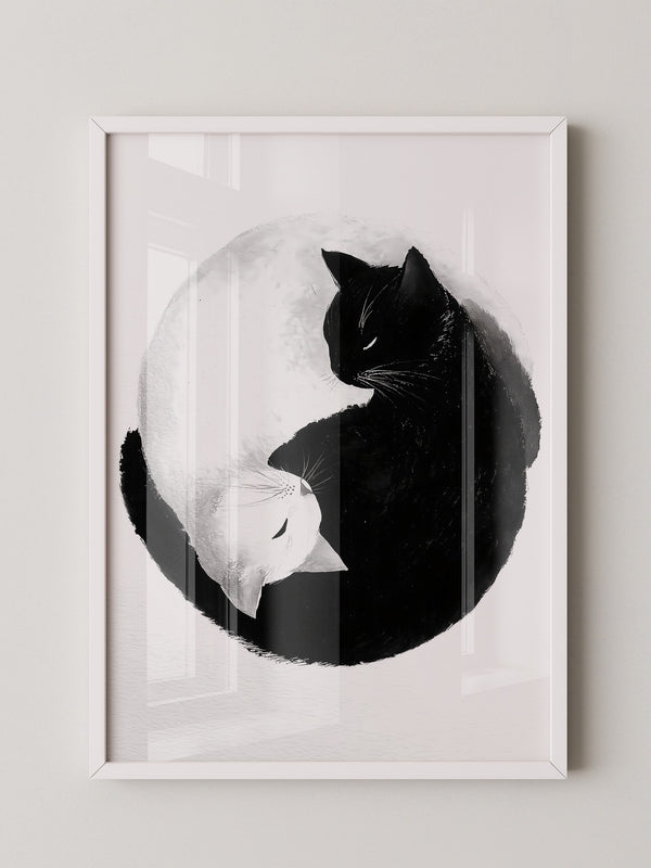 Katzen Yin Yang Schwarz Weiß