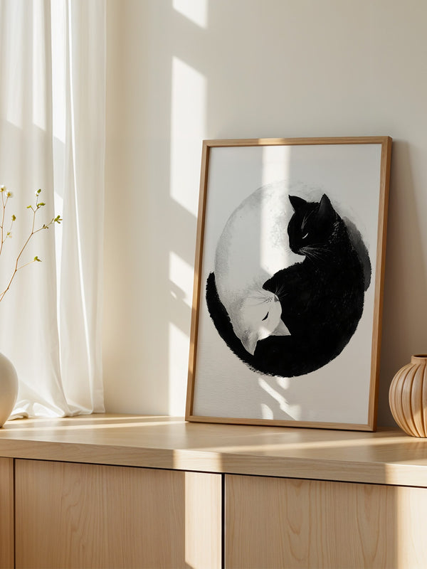 Katzen Yin Yang Schwarz Weiß