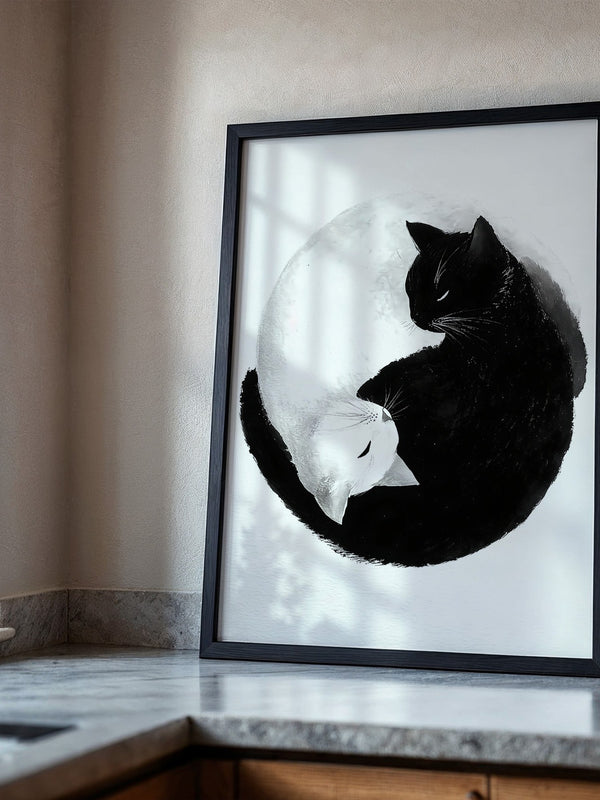 Katzen Yin Yang Schwarz Weiß