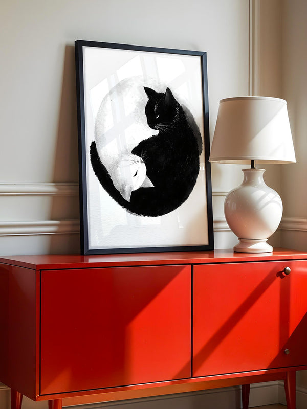 Katzen Yin Yang Schwarz Weiß