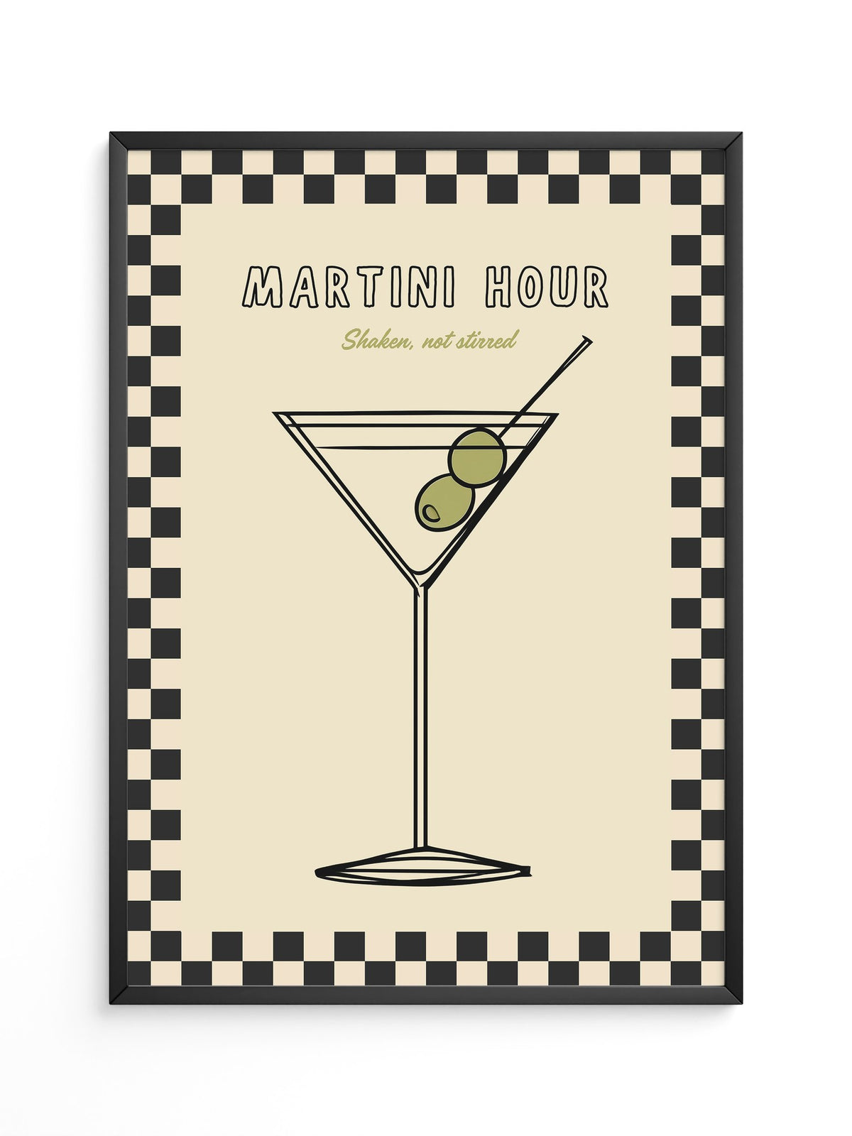 Martiniglas Oliven Retro-Muster