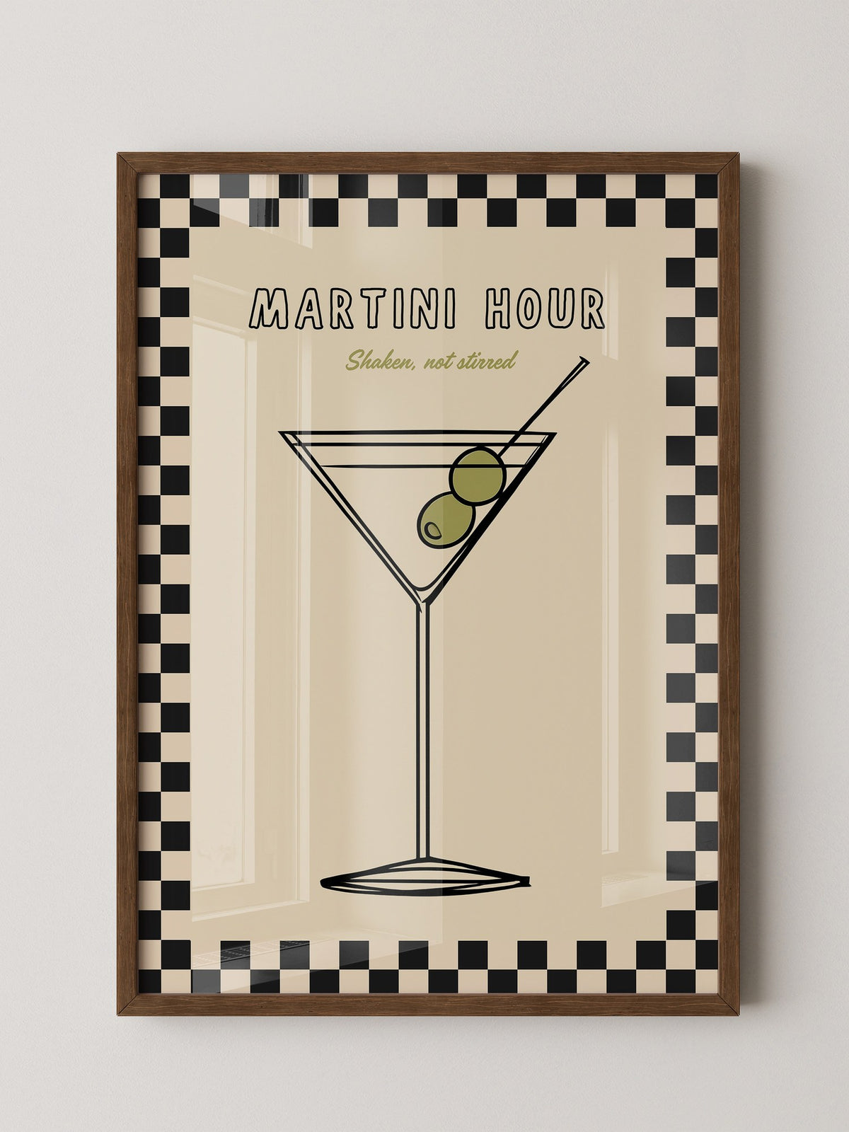 Martiniglas Oliven Retro-Muster
