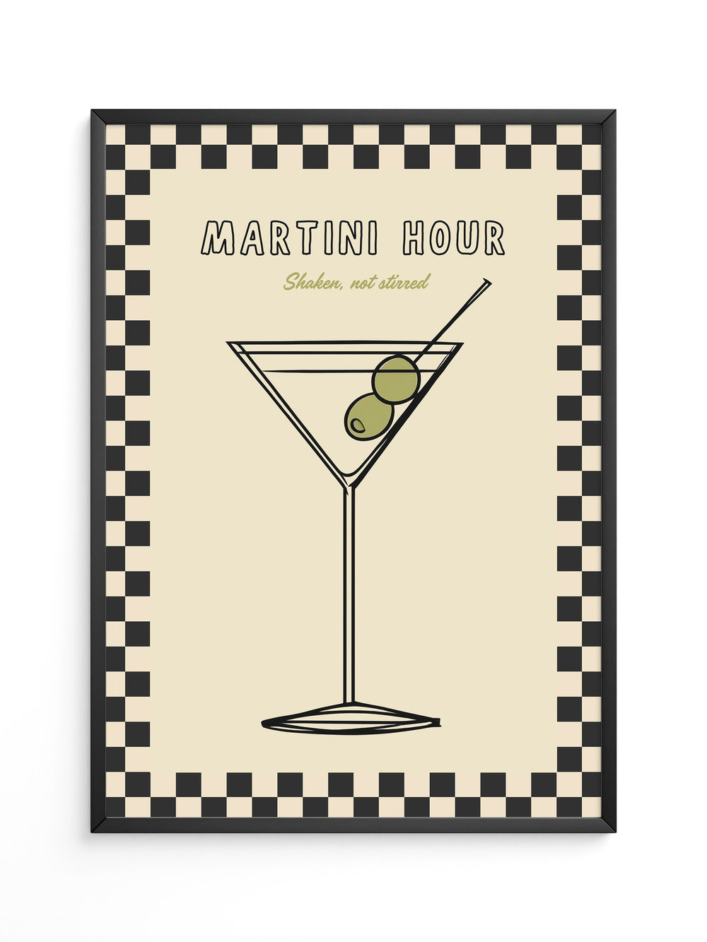 Martiniglas Oliven Retro-Muster