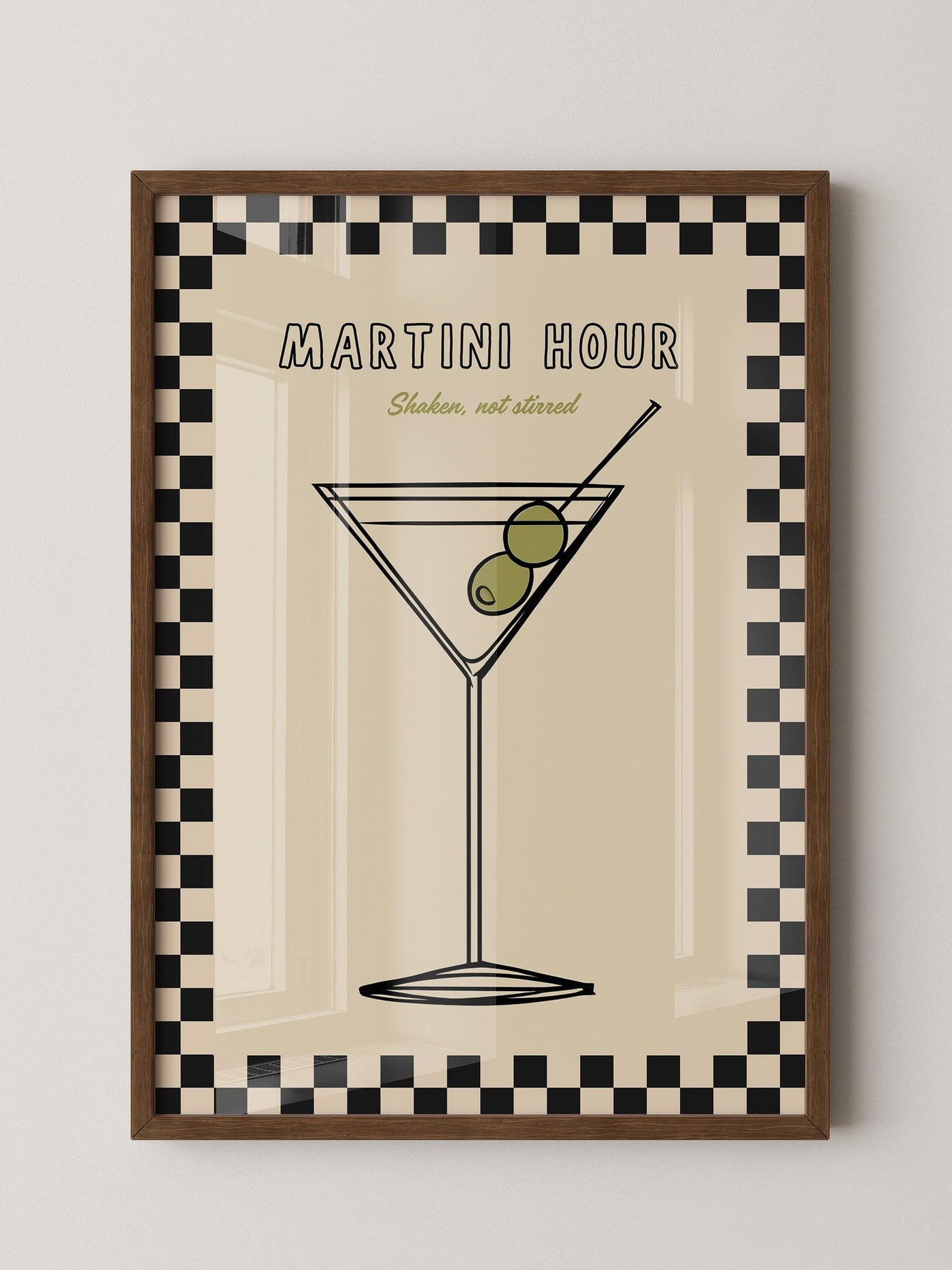 Martiniglas Oliven Retro-Muster