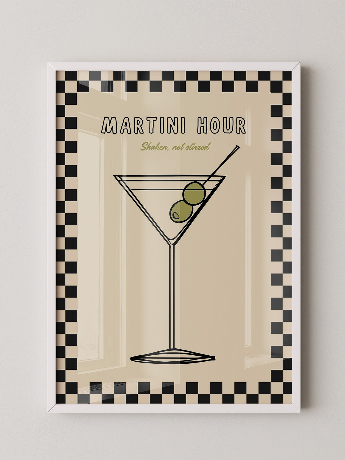 Martiniglas Oliven Retro-Muster