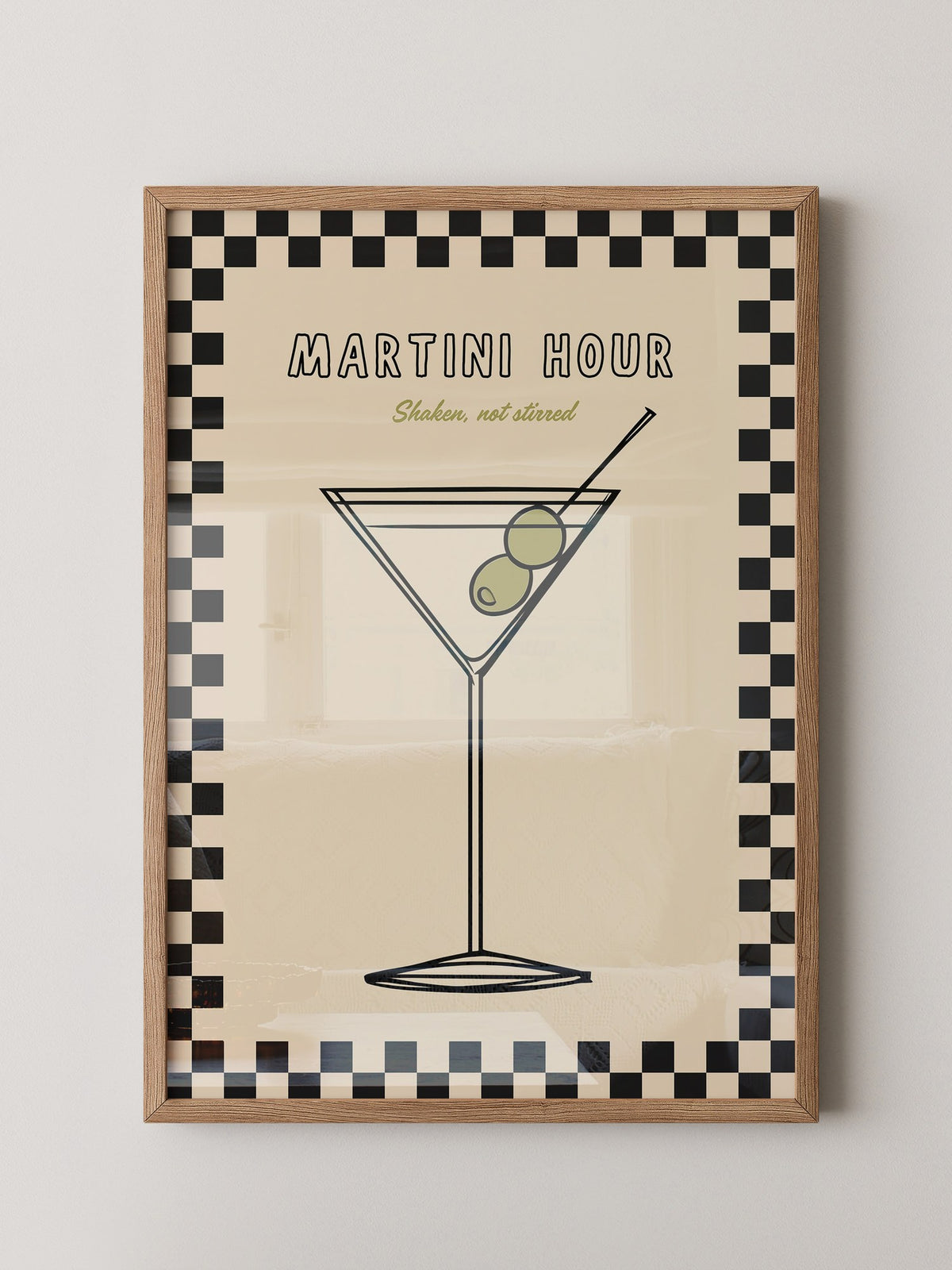 Martiniglas Oliven Retro-Muster