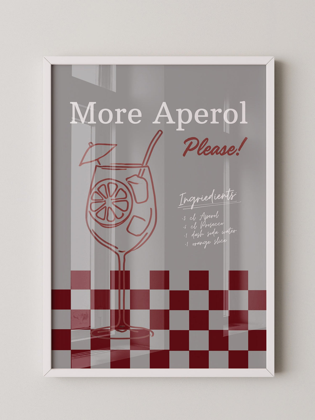 Aperol Drink rot-weiß Minimalismus
