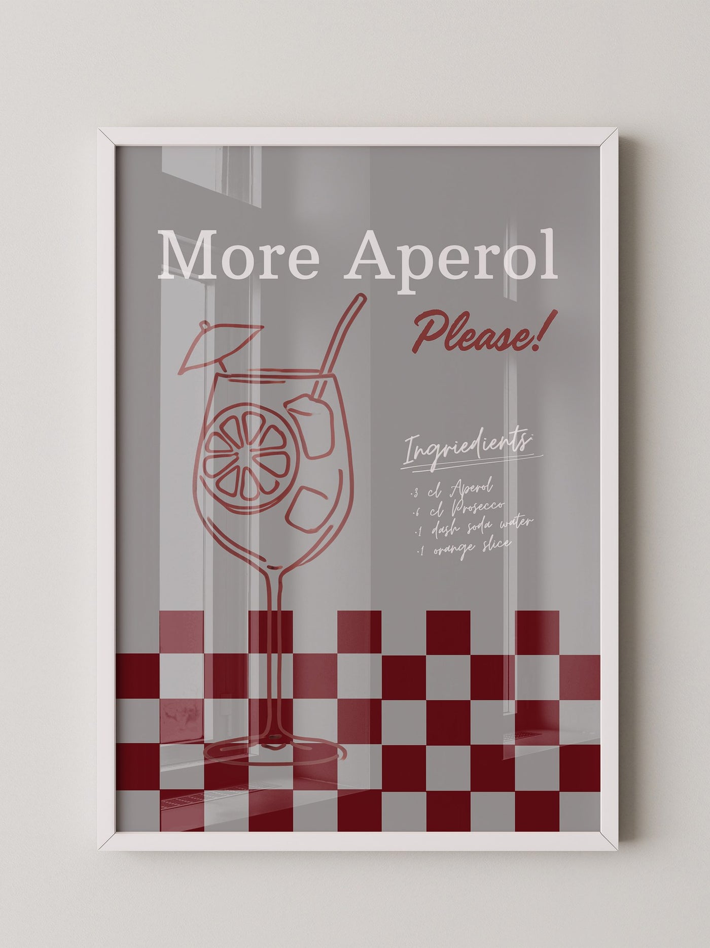 Aperol Drink rot-weiß Minimalismus