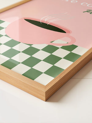 Kaffeetasse Rosa Schachbrett