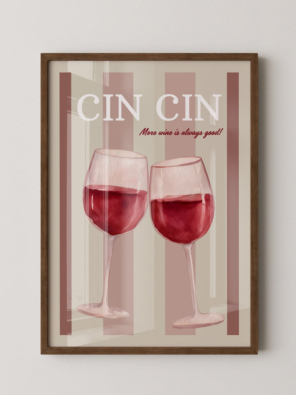 Weingläser Aquarell Prost Retro