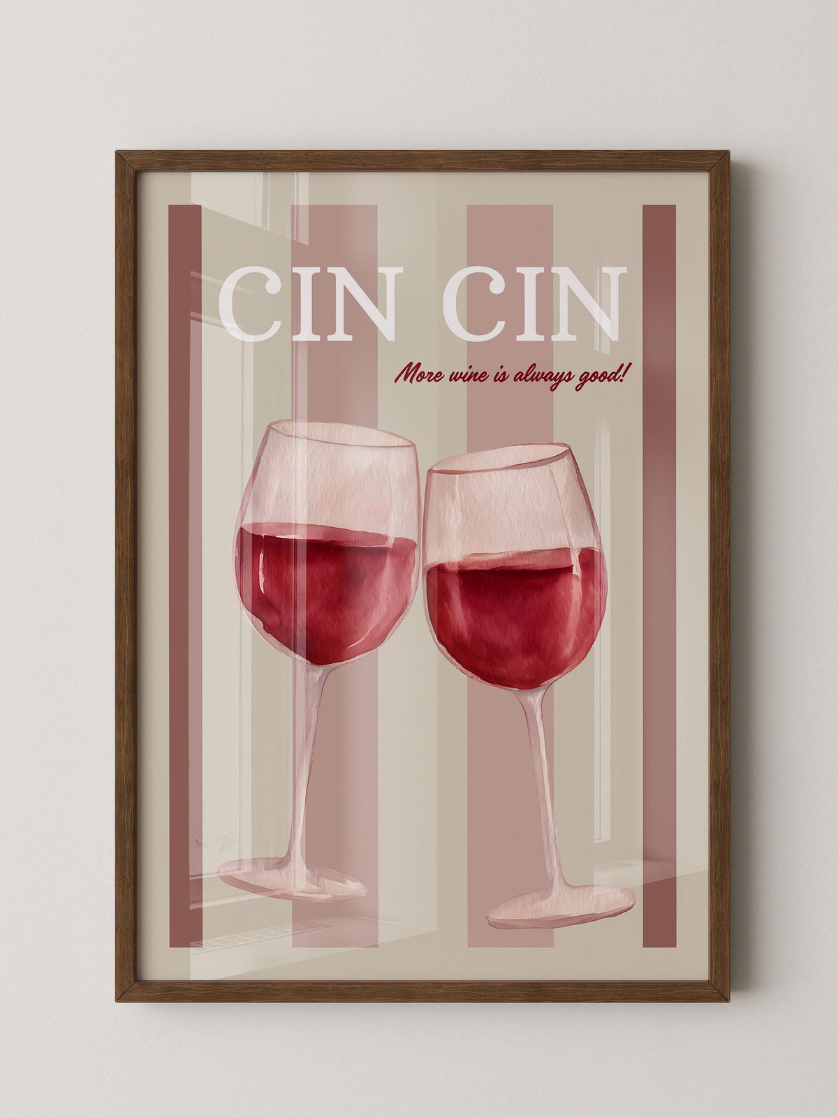 Weingläser Aquarell Prost Retro