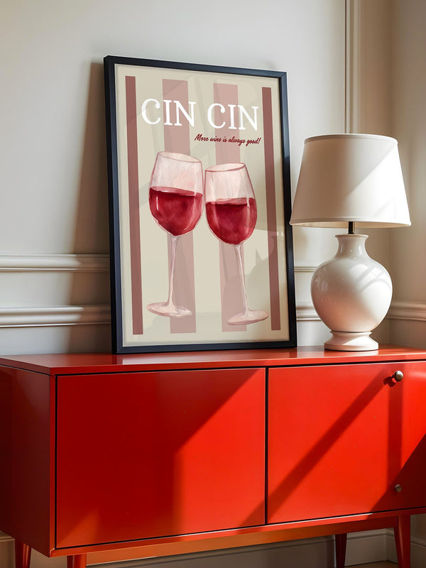 Weingläser Aquarell Prost Retro