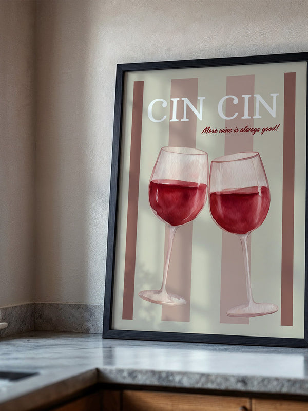 Weingläser Aquarell Prost Retro