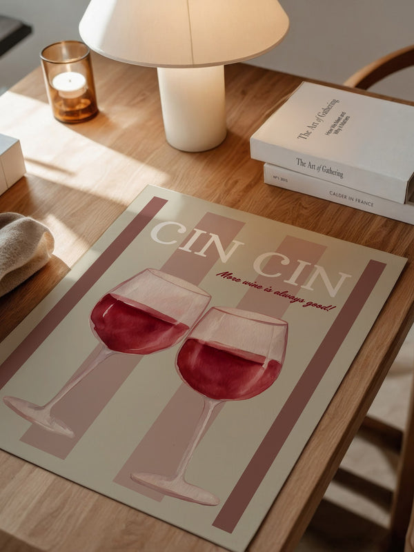 Weingläser Aquarell Prost Retro