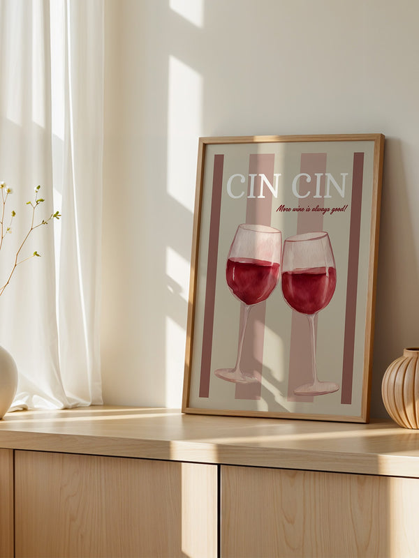 Weingläser Aquarell Prost Retro