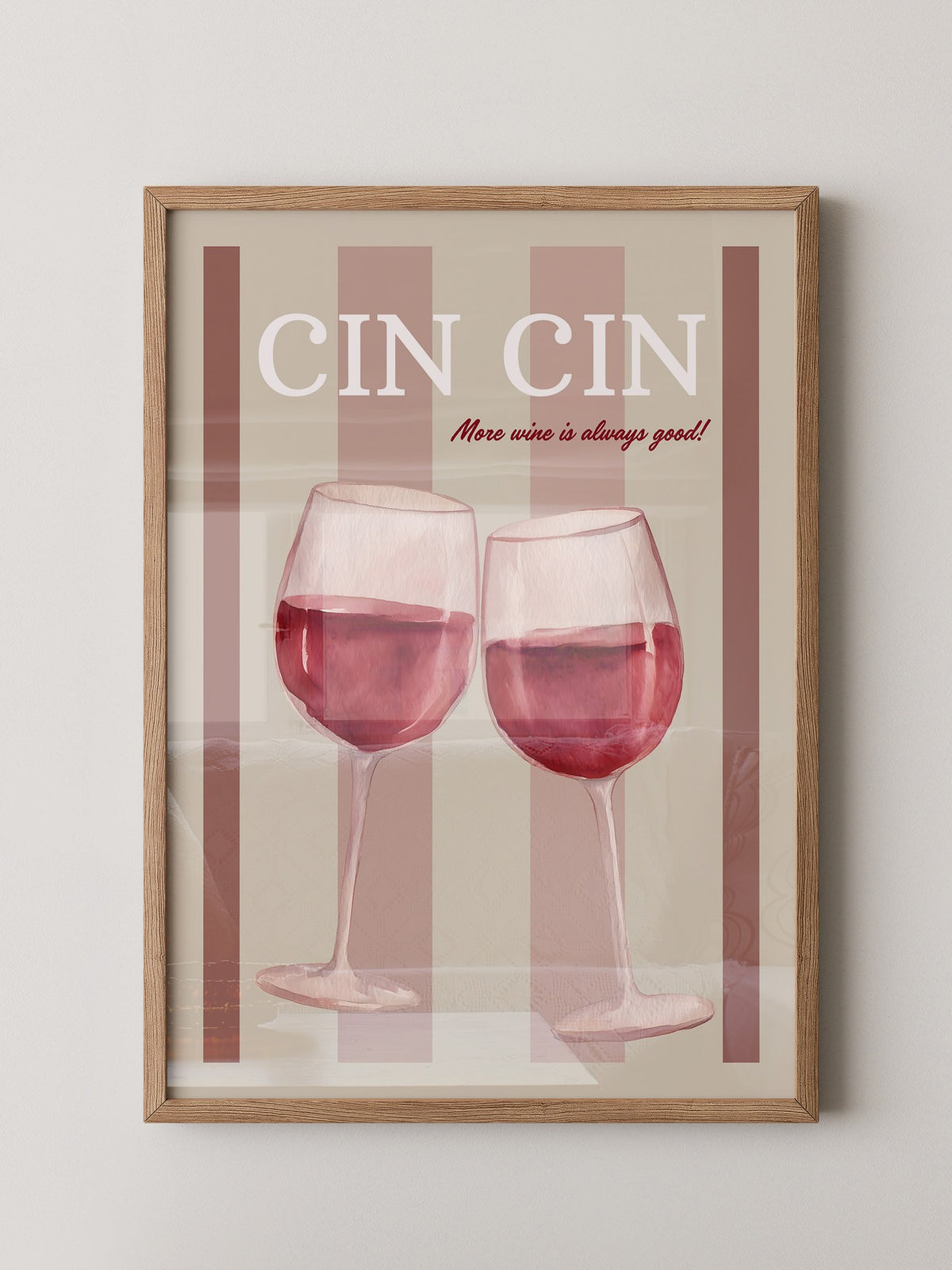Weingläser Aquarell Prost Retro