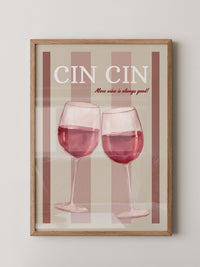 Weingläser Aquarell Prost Retro