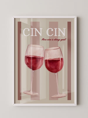 Weingläser Aquarell Prost Retro