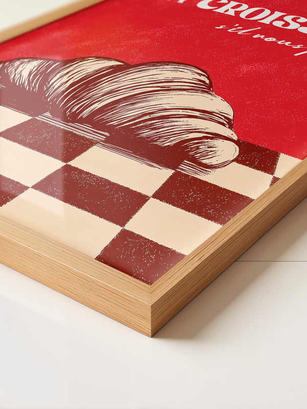 Croissant Vintage Grafik Stil
