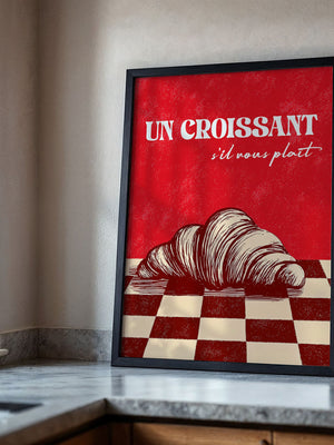 Croissant Vintage Grafik Stil