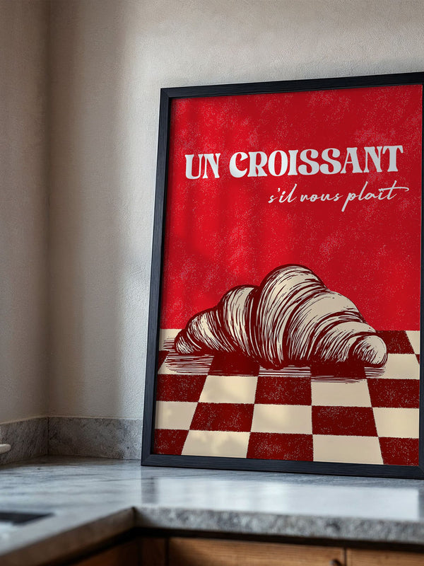 Croissant Vintage Grafik Stil
