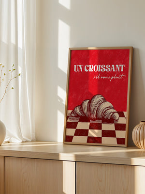 Croissant Vintage Grafik Stil