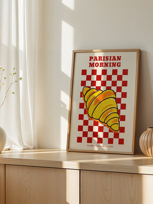 Croissant auf Rot-Weiß Karomuster