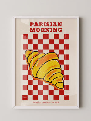 Croissant auf Rot-Weiß Karomuster