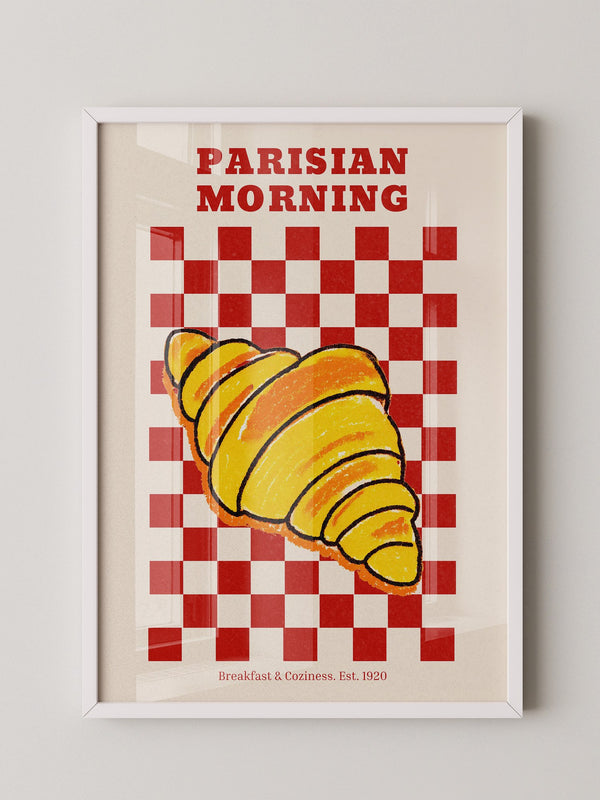 Croissant auf Rot-Weiß Karomuster